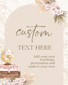 Adventure Awaits Baby Shower Custom Text Sign, Travel Theme Baby Sprinkle Banner, Adventure, Pink Suitcase, Map, Girl Party Decor, BS094 design preview