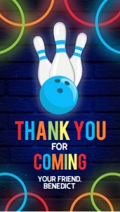 Neon Bowling Gift Tag, EDITABLE Thank You Party Favor Tag, Glow Kids Bowling, Let's Strike Up Some Fun, Boy Birthday, Instant Download KP112 design preview