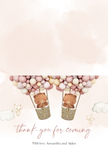 BS119_THANKYOU-B-Twins: Boho Hot Air Balloon Twins Baby Shower Invitation Set, EDITABLE Girl Baby Sprinkle Party Invite Template, Bears Pack, Up, Up and Away, BS119