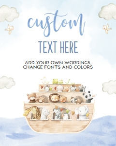 Noah's Ark Custom Text Sign, Editable Boat Animals Birthday Party Decor, Customizable Noah's Ark Baby Shower Banner, Instant Download KP117 design preview
