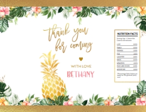 KP104-CHIPS: Hawaiian Pineapple Chip Bag Label Template, EDITABLE Chips Wrapper, Luau Party Favor, Kids Tropical Summer Birthday, Aloha Girls, KP104