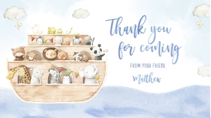 Noah's Ark Gable Box Label Template, Editable Boho Animals Party Sticker, Bible Story, Noah's Ark Birthday Label, Instant Download, KP117 design preview