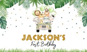 KP084_A-BACKDROP-5ft x 3ft (60x36"): Wild One Birthday Backdrop, EDITABLE Safari Animals Party Decor Template, Jungle Safari Theme 1st Birthday Banner, Instant Download, KP084