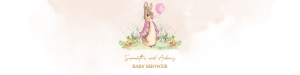 EDITABLE Peter Rabbit Baby Shower Water Bottle Sticker Label, Rustic Bunny Watercolor, Pink Balloon Spring Brunch, Instant Download, BS133 design preview