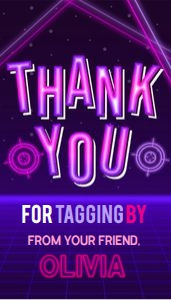 EDITABLE Laser Tag Birthday Gift Tag, Laser Tag Party Favor Template, Neon Glow Thank You Card, Girl Birthday Party, Instant Download KP045 design preview