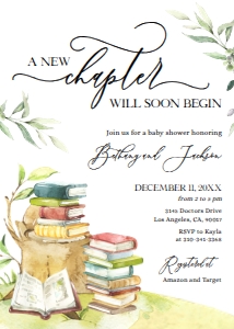 BS158-A-001-Invitation-5 by 7 inches: Storybook Baby Shower Invitation Set, New Chapter Baby Sprinkle Pack, Unisex Baby Invite, Book Themed Party Set, Instant Download BS158