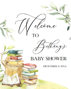 BS158-A-018-Welcome Sign-16 by 20 inches: Storybook Baby Shower Welcome Sign, Editable Baby Sprinkle Decor, New Chapter Will Begin, Adventure Book Party Banner Instant Download BS158