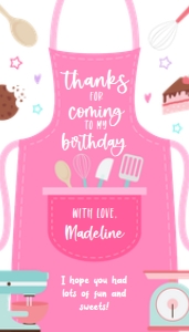 Thank You For Coming Gift Tag, EDITABLE Baking Party Favor, Kids Cooking Pink Birthday Label, Cookie Pastries Chef, Instant Download, KP054 design preview