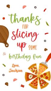 Thank You For Coming Gift Tag, EDITABLE Pizza Party Favor Tag, Unisex Kids Birthday Label, Food Trip Thank You Note, Instant Download KP145 design preview