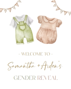 GR016_Welcome Sign-16 by 20 inches: Boho Gender Reveal Welcome Sign, Guess The Gender Banner, He Or She Template, Boy Or Girl, Neutral Baby Clothes, Minimalist Brunch, GR016