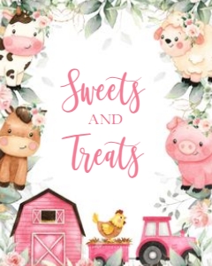 Farm Sweets and Treats Station Sign, EDITABLE Dessert Table Signage, Floral Barnyard Animals, Kids Birthday, Ranch Baby Shower Decor, KP082 design preview