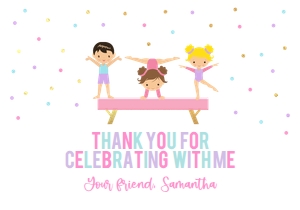 EDITABLE Thank You For Coming Tentfold Card, Unisex Gymnastics Party Favor, Boy Girl Gymnast Birthday Card Template, Instant Download, KP035 design preview