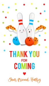 Thank You For Coming Gift Tag, EDITABLE Bowling and Pizza Party Favor, Let's Strike Up A Slice Of Fun, Kids Birthday, Instant Download KP144 design preview