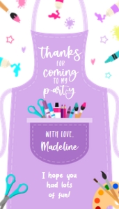 Thank You For Coming Gift Tag, EDITABLE Painting Party Favor, Purple Art Birthday Label, Printable Kids Craft Note, Instant Download KP053 design preview
