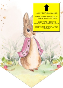 EDITABLE Peter Rabbit Happy Birthday Banner, Flopsy Bunny Birthday Banner, Girl Pink Bunny Party Decorations, Instant Download, Corjl, KP059 design preview