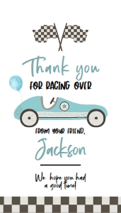 Thank You For Coming Gift Tag, Editable Blue Race Car First Birthday, Printable Racing Car Party Favor, Kids Track Label Template, KP139 design preview