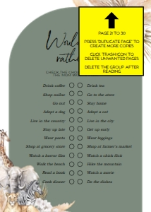 BS118-C-30 GAMES BUNDLE-PAGE 21 TO 30: EDITABLE 30 Boho Safari Baby Shower Games, Jungle Baby Shower Game Bundle, Jungle Animals, Safari Animals, Sage Green, Instant File, BS118