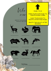 BS118-C-30 GAMES BUNDLE-PAGE 1 TO 10: EDITABLE 30 Boho Safari Baby Shower Games, Jungle Baby Shower Game Bundle, Jungle Animals, Safari Animals, Sage Green, Instant File, BS118