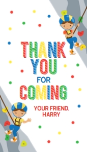 EDITABLE Thank You For Coming Gift Tag, Rock Climbing Party Favor, Boy Adventure Birthday Label, Lets Climb and Play, Instant Download KP160 design preview