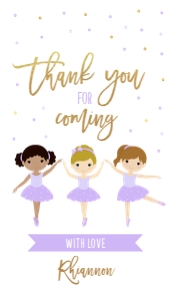 KP088_B-TAG-Rectangle (2 by 3.5" inches) - No Shape: EDITABLE Thank You For Coming Gift Tag, Ballerina Party Favor, Ballet Girls Birthday Label, Purple Gift Tag Template Instant Download, KP088