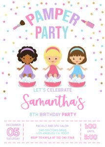 Spa Birthday Invitation, Editable Pamper Party Invite Template, Girl's Manicure & Pedicures Party Invite, Glam Squad, Instant Download KP096 design preview