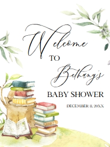 BS158-A-018-Welcome Sign-18 by 24 inches: Storybook Baby Shower Welcome Sign, Editable Baby Sprinkle Decor, New Chapter Will Begin, Adventure Book Party Banner Instant Download BS158