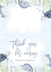 BS139-A-005-Thank You Card-5 by 3.5 in (Tentfold): Under the Sea Baby Shower Bundle, EDITABLE Ocean Animals Baby Shower Invite, Nautical Baby Shower Games, Blue Boy, Instant Download, BS139