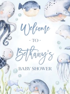 BS139-A-018-Welcome Sign-18 by 24 inches: Under the Sea Baby Shower Bundle, EDITABLE Ocean Animals Baby Shower Invite, Nautical Baby Shower Games, Blue Boy, Instant Download, BS139