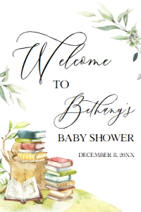 BS158-A-018-Welcome Sign-20 by 30 inches: Storybook Baby Shower Welcome Sign, Editable Baby Sprinkle Decor, New Chapter Will Begin, Adventure Book Party Banner Instant Download BS158