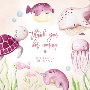 BS139-B-009-Tag-Square-2 by 2 in: Under the Sea Baby Shower Bundle, EDITABLE Ocean Animals Baby Shower Invite, Nautical Baby Shower Games, Pink Girl, Instant Download, BS139