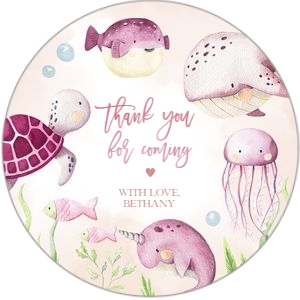 BS139-B-008-Tag-Round-2 by 2 in: Under the Sea Baby Shower Bundle, EDITABLE Ocean Animals Baby Shower Invite, Nautical Baby Shower Games, Pink Girl, Instant Download, BS139