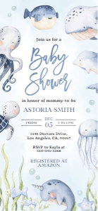 BS139-A-002-Mobile Invitation-1125x2436 pixels: Under the Sea Baby Shower Bundle, EDITABLE Ocean Animals Baby Shower Invite, Nautical Baby Shower Games, Blue Boy, Instant Download, BS139