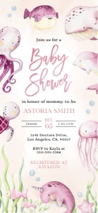 BS139-B-002-Mobile Invitation-1125x2436 pixels: Under the Sea Baby Shower Bundle, EDITABLE Ocean Animals Baby Shower Invite, Nautical Baby Shower Games, Pink Girl, Instant Download, BS139