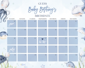 BS139-A-021-Guess Baby’s Due Date-16 by 20 inches: Under the Sea Baby Shower Bundle, EDITABLE Ocean Animals Baby Shower Invite, Nautical Baby Shower Games, Blue Boy, Instant Download, BS139