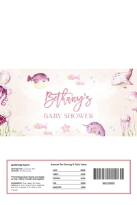 BS139-B-017-Chocolate Bar Label-Aldi’s: Under the Sea Baby Shower Bundle, EDITABLE Ocean Animals Baby Shower Invite, Nautical Baby Shower Games, Pink Girl, Instant Download, BS139