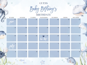 BS139-A-021-Guess Baby’s Due Date-18 by 24 inches: Under the Sea Baby Shower Bundle, EDITABLE Ocean Animals Baby Shower Invite, Nautical Baby Shower Games, Blue Boy, Instant Download, BS139