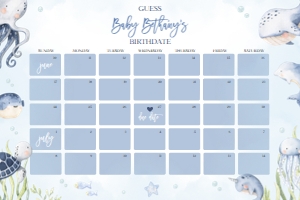 BS139-A-021-Guess Baby’s Due Date-20 by 30 inches: Under the Sea Baby Shower Bundle, EDITABLE Ocean Animals Baby Shower Invite, Nautical Baby Shower Games, Blue Boy, Instant Download, BS139