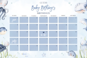 BS139-A-021-Guess Baby’s Due Date-24 by 36 inches: Under the Sea Baby Shower Bundle, EDITABLE Ocean Animals Baby Shower Invite, Nautical Baby Shower Games, Blue Boy, Instant Download, BS139