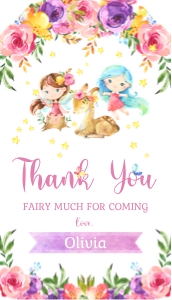 Fairies Thank You Tag (2" x 3.5"): Fairies Rose Thank You Tags