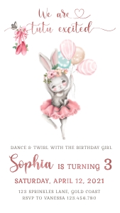 Ballerina Birthday Invitation (1080 x 1920 pixel): Ballerina Digital Invitation