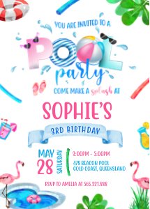 Pool Party Invitations design preview