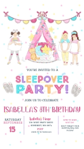 Sleepover Digital Invitation design preview