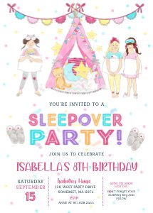 Sleepover Invitations design preview