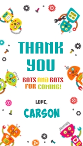 Robots Thank You Tag (2" x 3.5"): Robots Thank You Tags