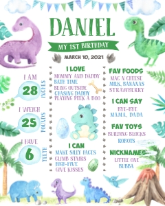 Dinosaurs Milestone Board (16" x 20"): Dinosaur Milestone Boards