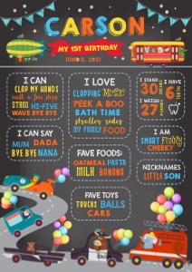 Cars and Trucks Milestone Board (A2): Cars Milestone Board
