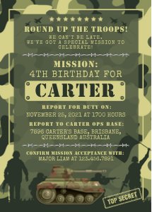 Army Invitations design preview