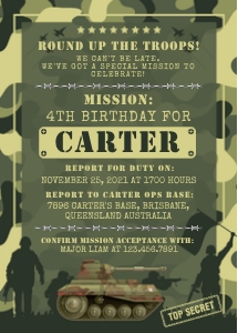 Army Birthday Invitation (5" x 7"): Army Invitations