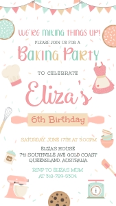 Baking Birthday Invitation (1080 x 1920 pixel): Baking Phone Invitation