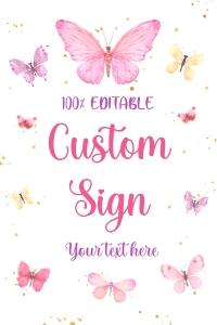 Butterflies Custom Sign (24" x 36"): Butterfly Welcome Sign